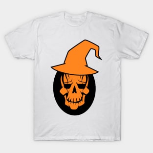 minimalist witch skull orange T-Shirt